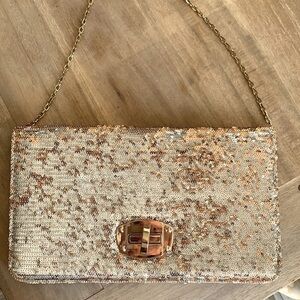 Urban Expressions sequin silver and gold handbag
